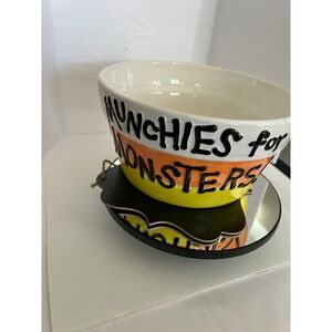 Serving Bowl Halloween White Orange Yellow Munchies for Monsters Collectible